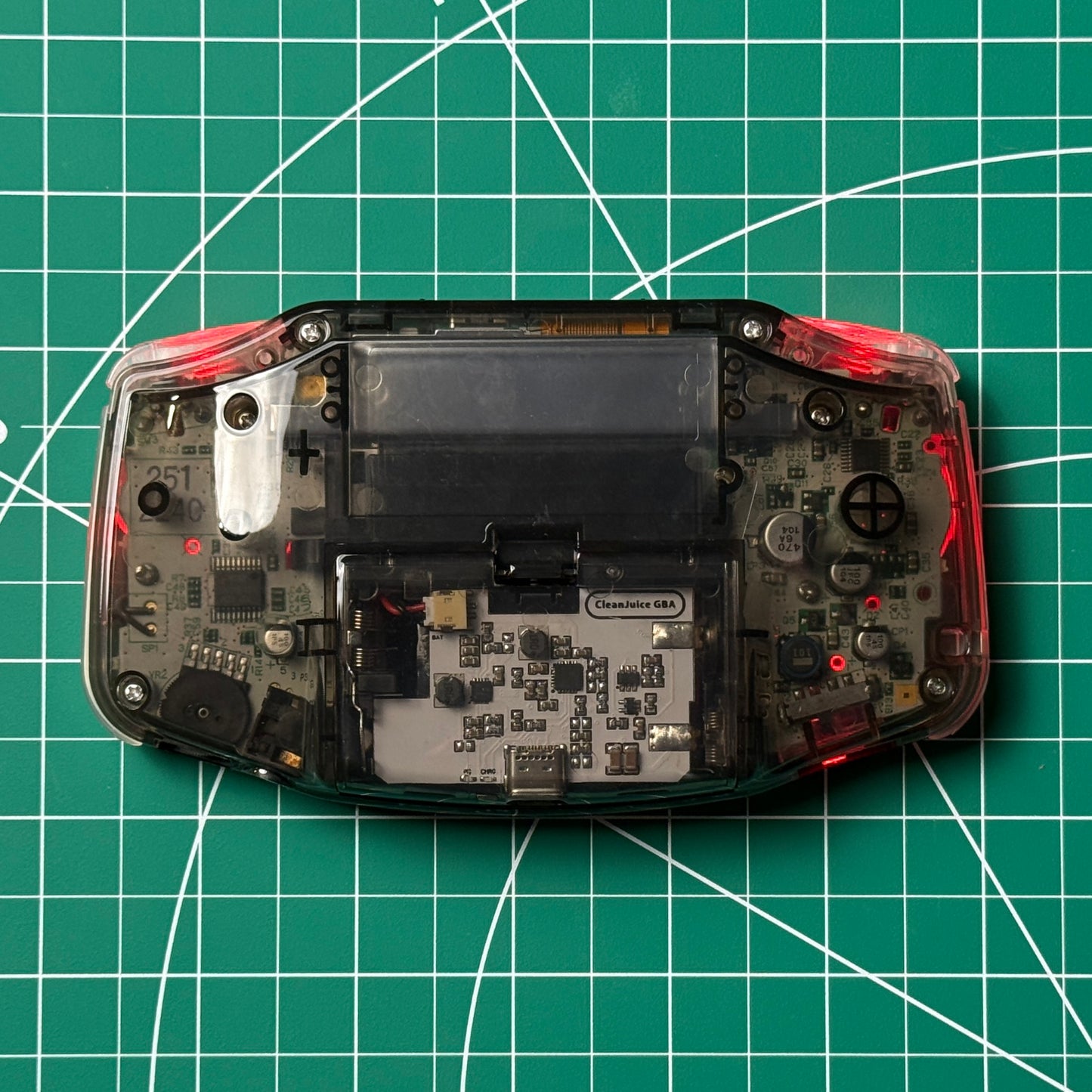 Modded Game Boy Advance - Clear Black & Red