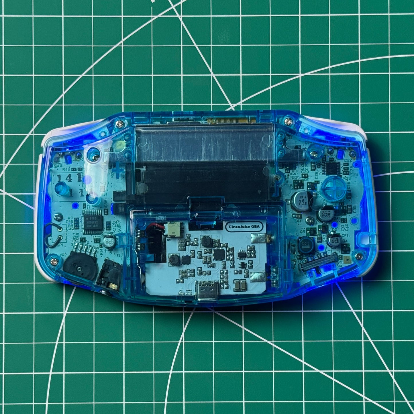 Modded Game Boy Advance - Clear Blue & White