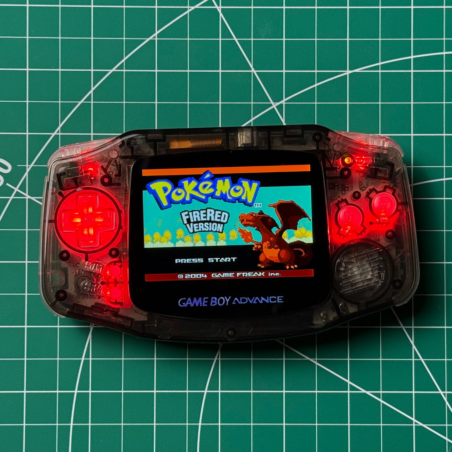 Modded Game Boy Advance - Clear Black & Red