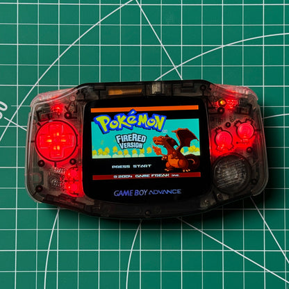 Modded Game Boy Advance - Clear Black & Red