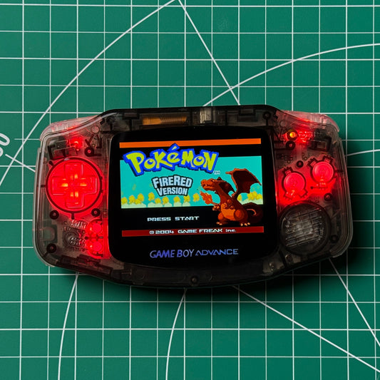 Modded Game Boy Advance - Clear Black & Red