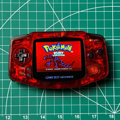 Modded Game Boy Advance - Clear Red & Black