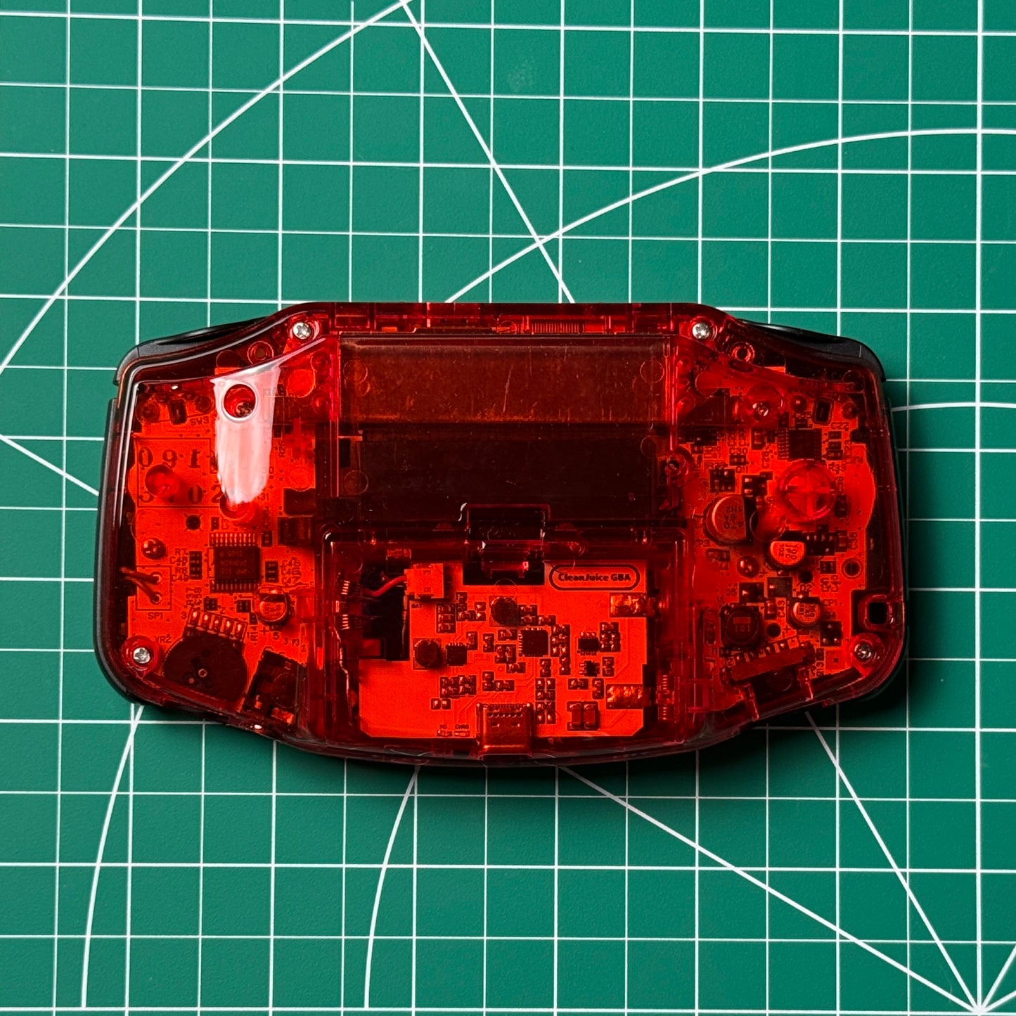 Modded Game Boy Advance - Clear Red & Black
