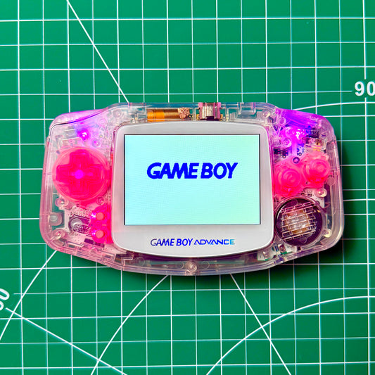 Modded Game Boy Advance - Clear & Pink